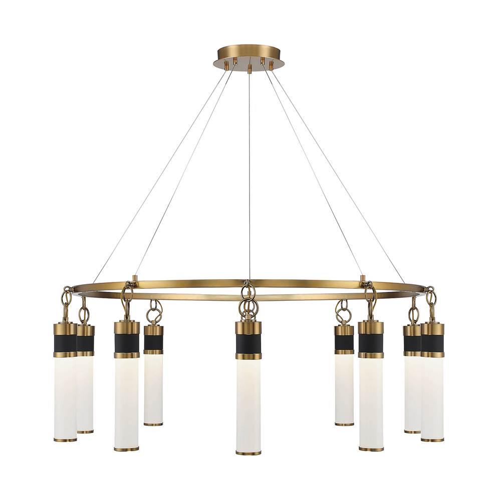 Savoy House Abel 10-Light LED Chandelier in Matte Black with Warm Brass Accents