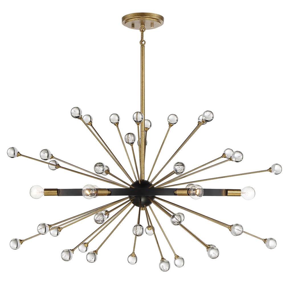 Savoy House Ariel 6-Light Oval Chandelier in Como Black with Gold Accents