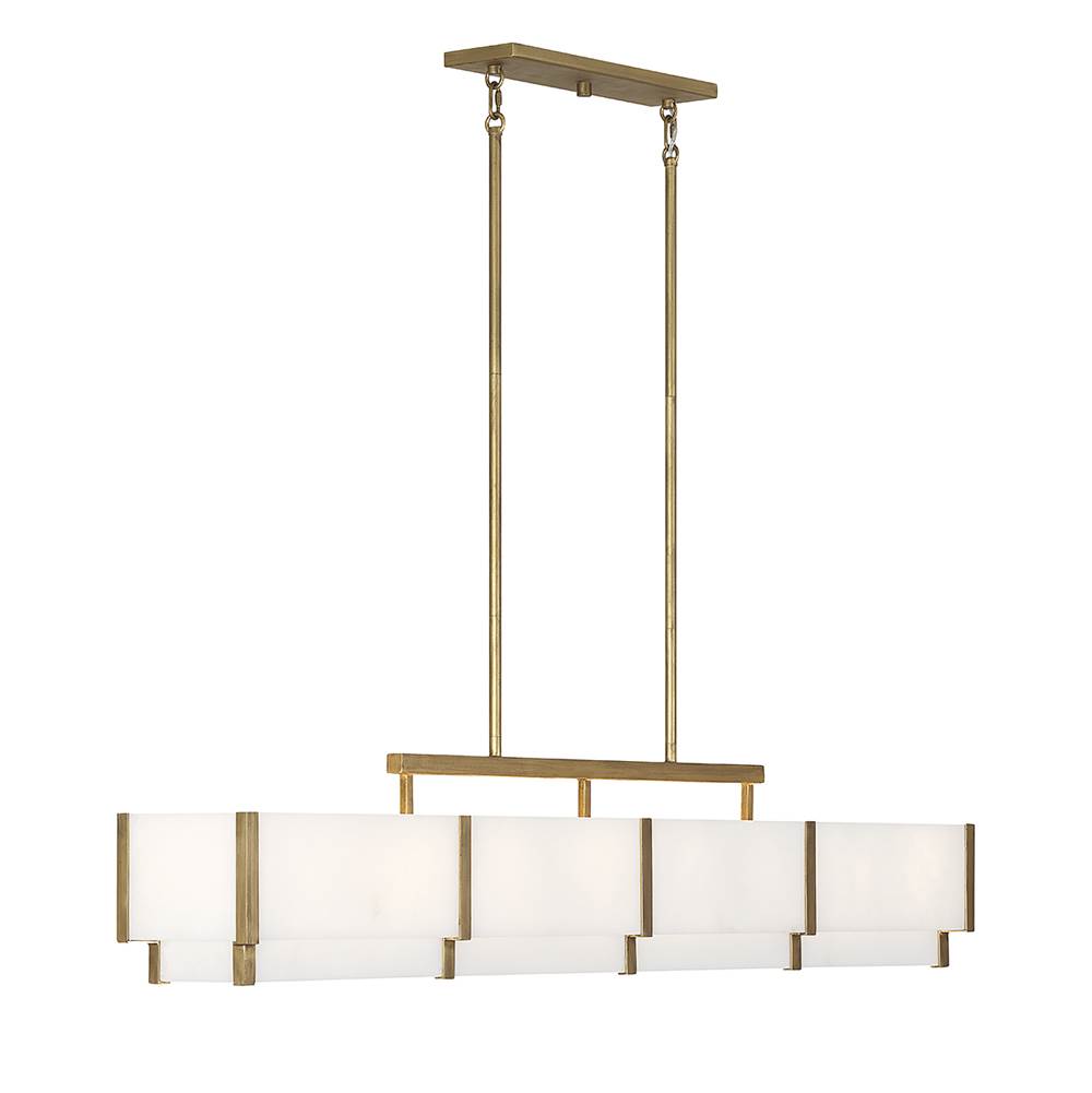 Savoy House Orleans 8-Light Linear Chandelier in Distressed Gold