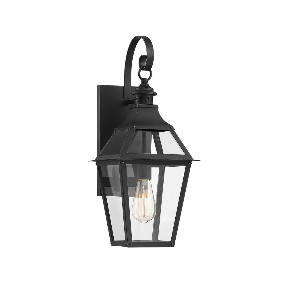 Savoy House Jackson 1-Light Outdoor Wall Lantern in Matte Black with Gold Highlights