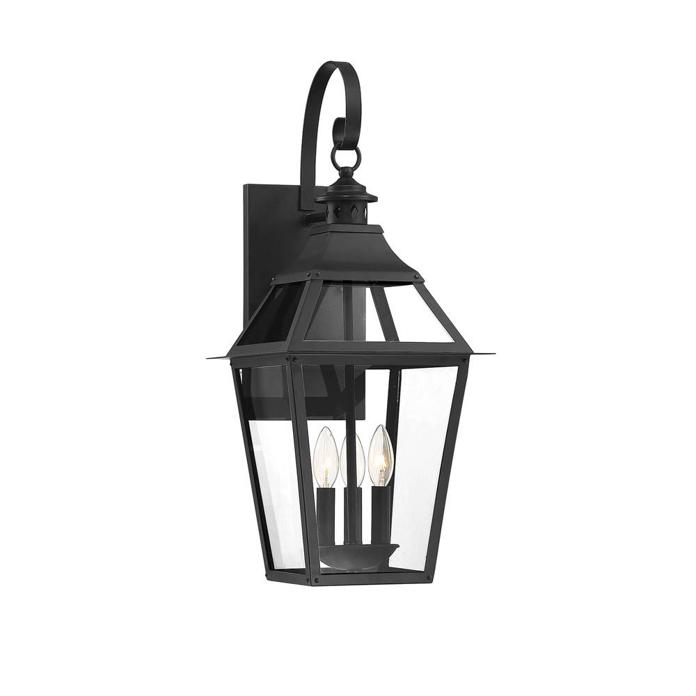 Savoy House Jackson 3-Light Outdoor Wall Lantern in Matte Black with Gold Highlights