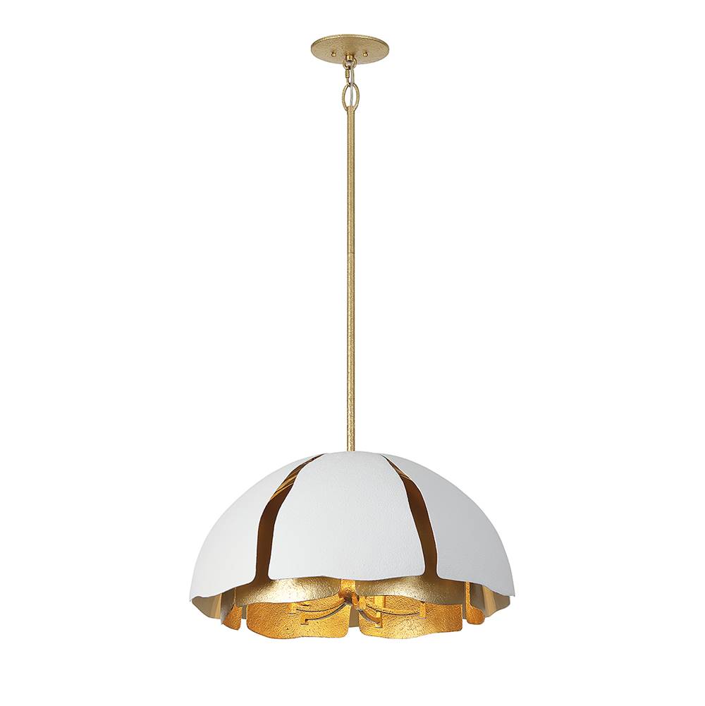 Savoy House Brewster 5-Light Pendant in Cavalier Gold with Royal White
