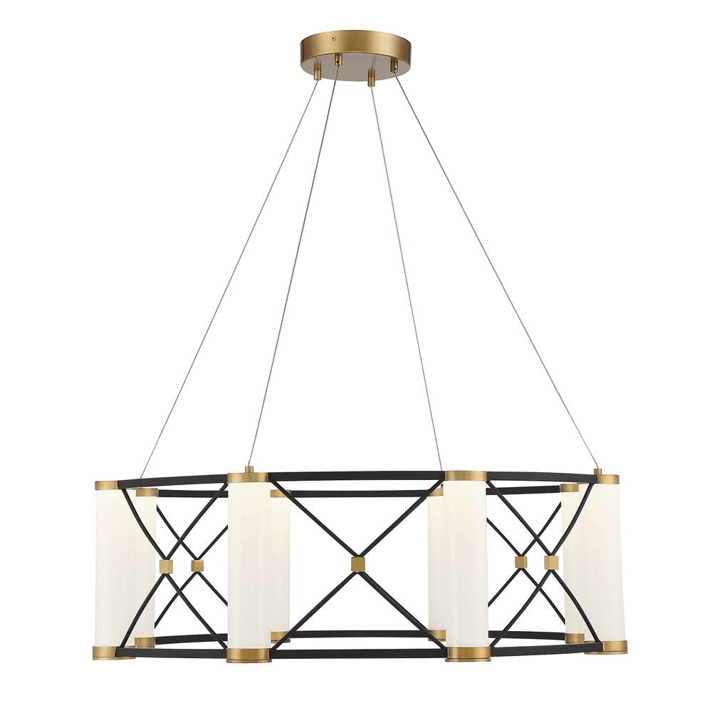 Savoy House Aries 8-Light LED Pendant in Matte Black with Burnished Brass Accents