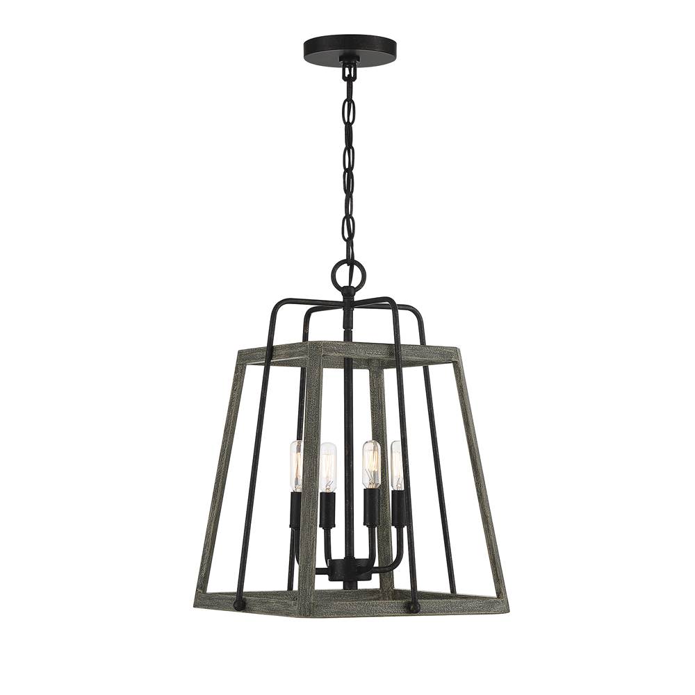 Savoy House Hasting 4-Light Pendant in Noblewood with Iron