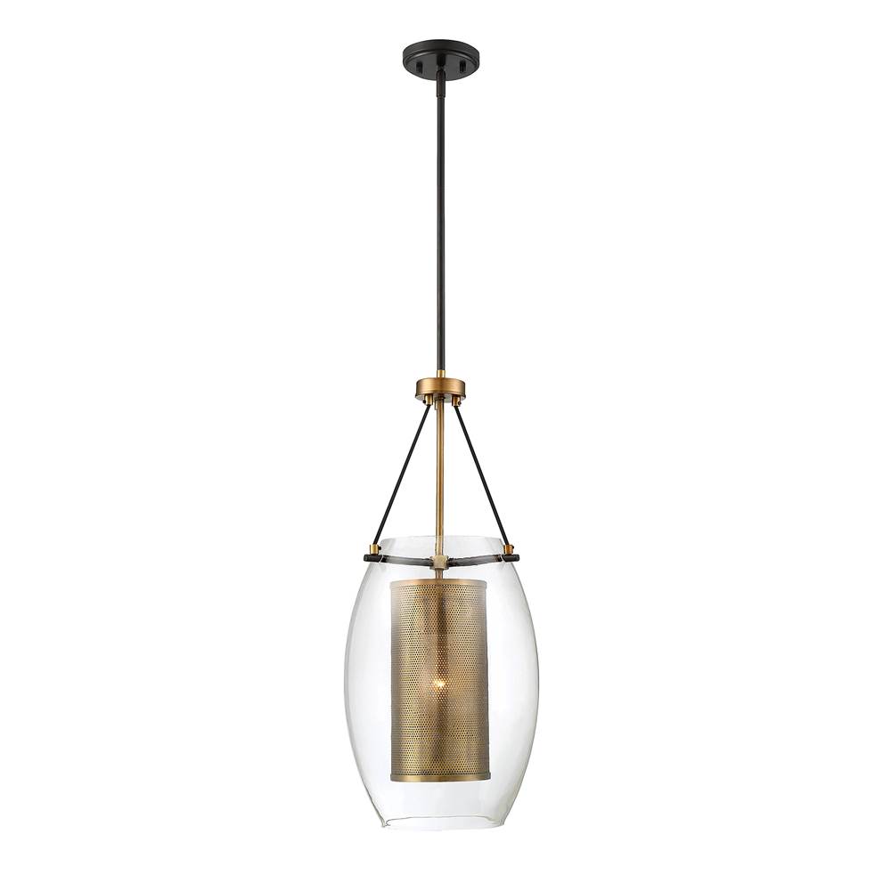 Savoy House Dunbar 1-Light Pendant in Warm Brass with Bronze Accents