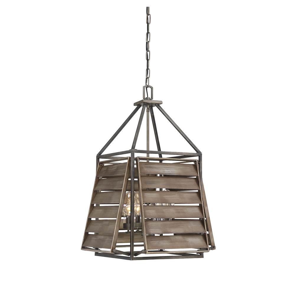 Savoy House Hartberg 4-Light Outdoor Hanging Lantern in Aged Driftwood
