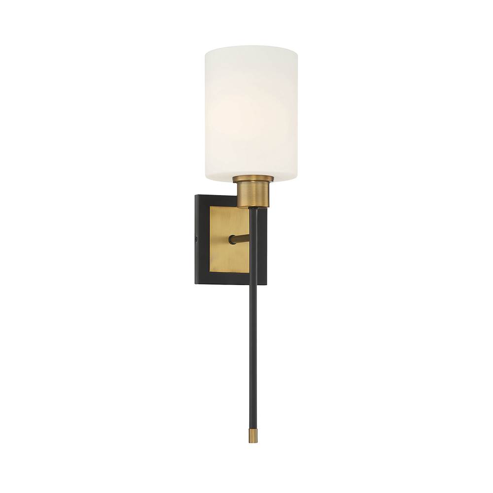 Savoy House Alvara 1-Light Wall Sconce in Matte Black with Warm Brass Accents