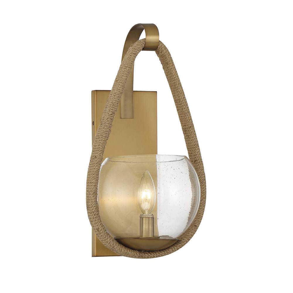 Savoy House Ashe 1-Light Wall Sconce in Warm Brass and Rope