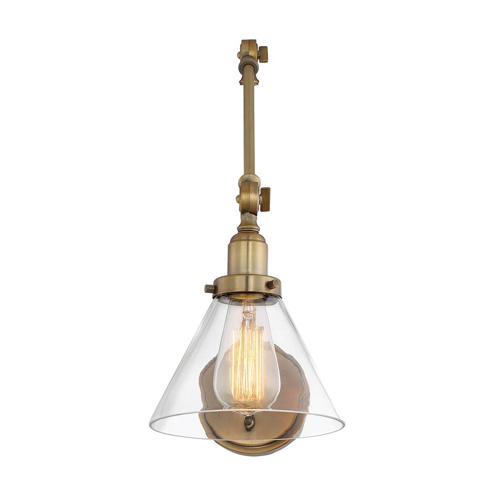 Savoy House Drake 1-Light Adjustable Wall Sconce in Warm Brass