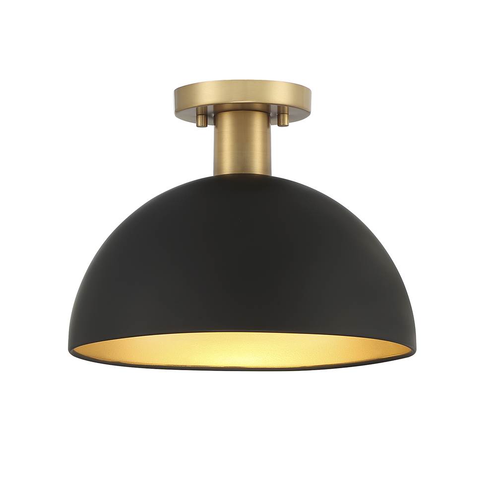 Savoy House 1-Light Ceiling Light in Matte Black with Natural Brass