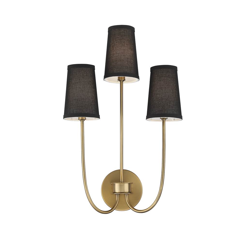 Savoy House 3-Light Wall Sconce in Natural Brass