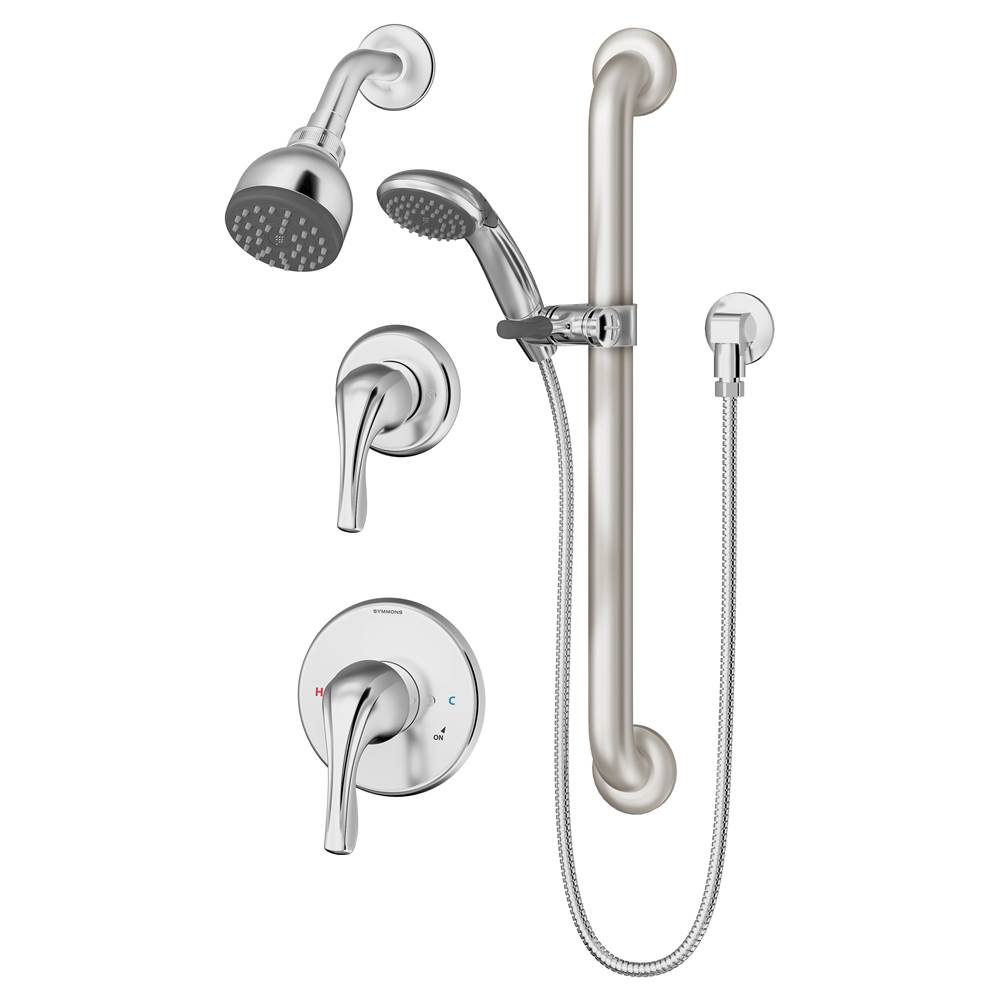 Symmons Origins 2-Handle 1-Spray Shower Trim with 1-Spray Hand Shower in Polished Chrome (Valves Not Included)
