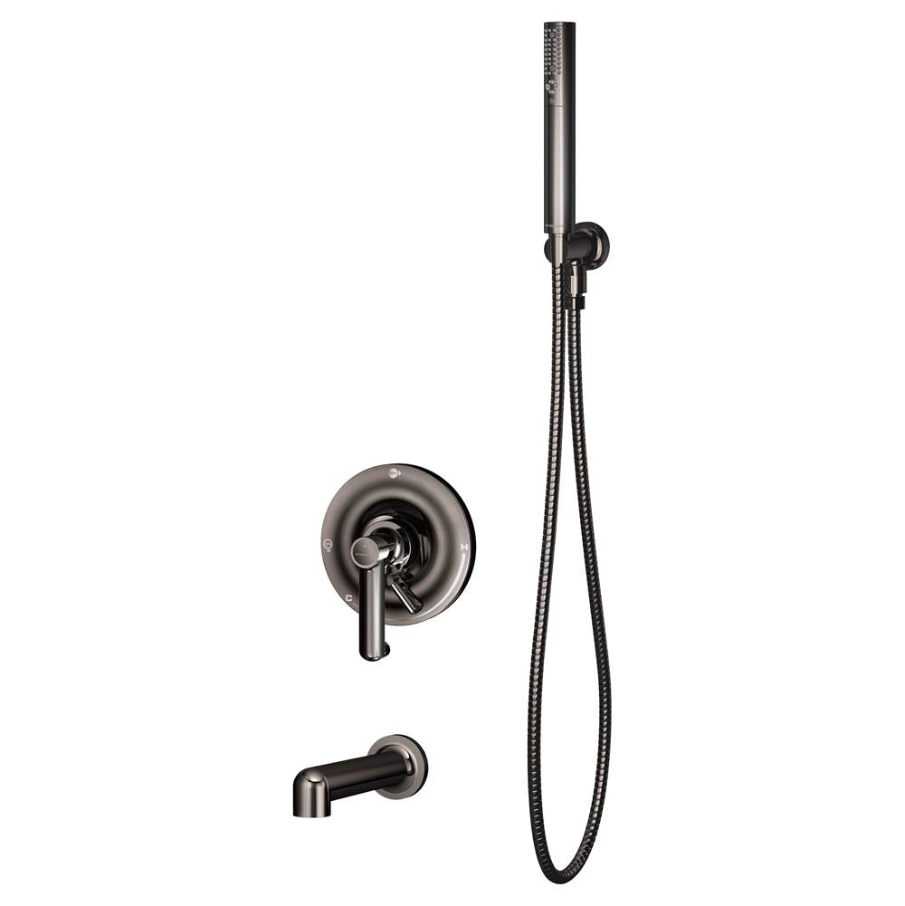 Symmons Museo Single Handle 2-Spray Tub and Hand Shower Trim in Polished Graphite - 1.5 GPM (Valve Not Included)