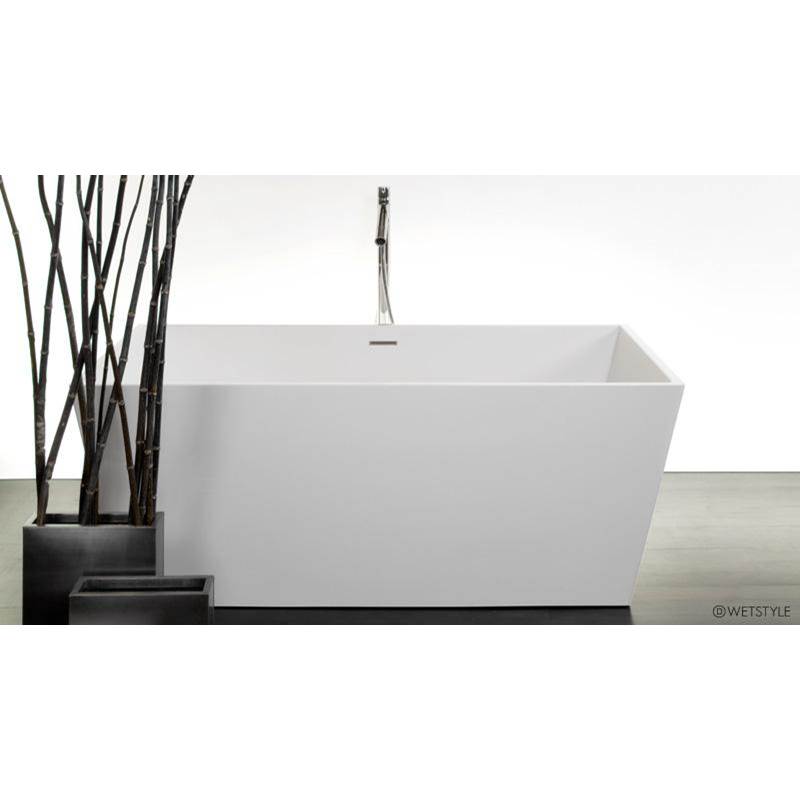 WETSTYLE Cube Bath 60 X 30 X 22.5 - Fs - Built In Nt O/F & Pc Drain - White True High Gloss
