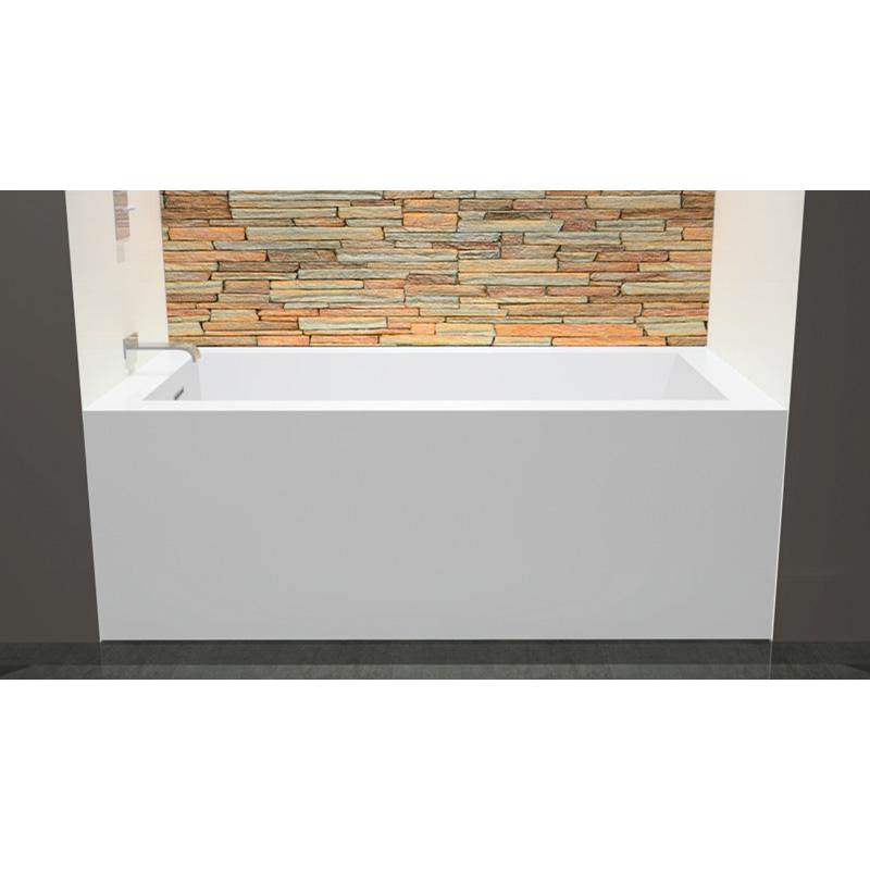 WETSTYLE Cube Bath 60 X 32 X 21 - 1 Wall - L Hand Drain - Built In Nt O/F & Bn Drain - White True High Gloss