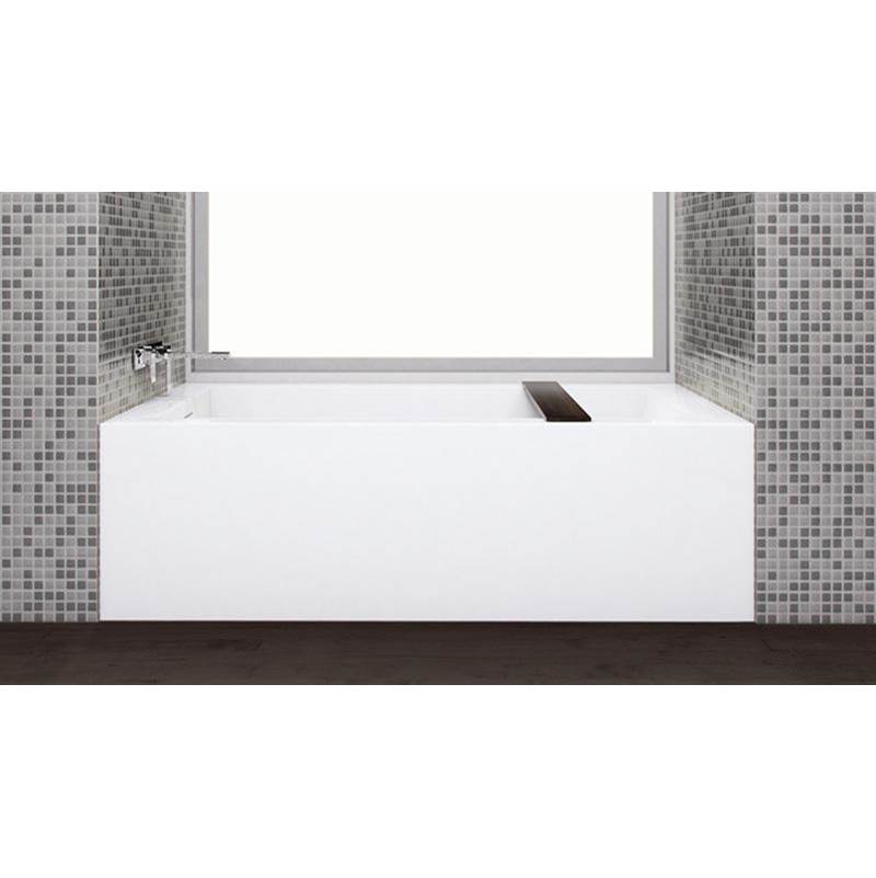 WETSTYLE Cube Bath 60 X 30 X 18 - 3 Walls - L Hand Drain - Built In Nt O/F & Mb Drain - Copper Con - White True High Gloss