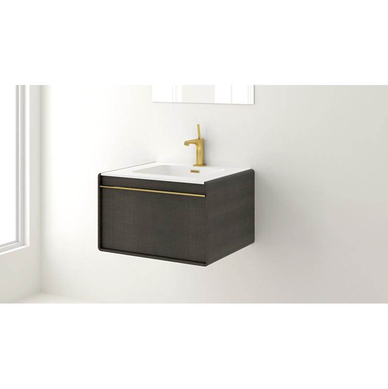 WETSTYLE Deco Vanity Wallmount 60'' - Wl Config Oak Coffee Bean And White Matte Lacquer - Satin Brass Metal