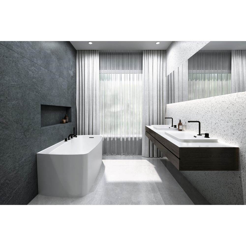 WETSTYLE Lab Bath - 59.5 X 31.5 X 24 - 1 Wall - Built In Bn O/F & Drain - White True High Gloss